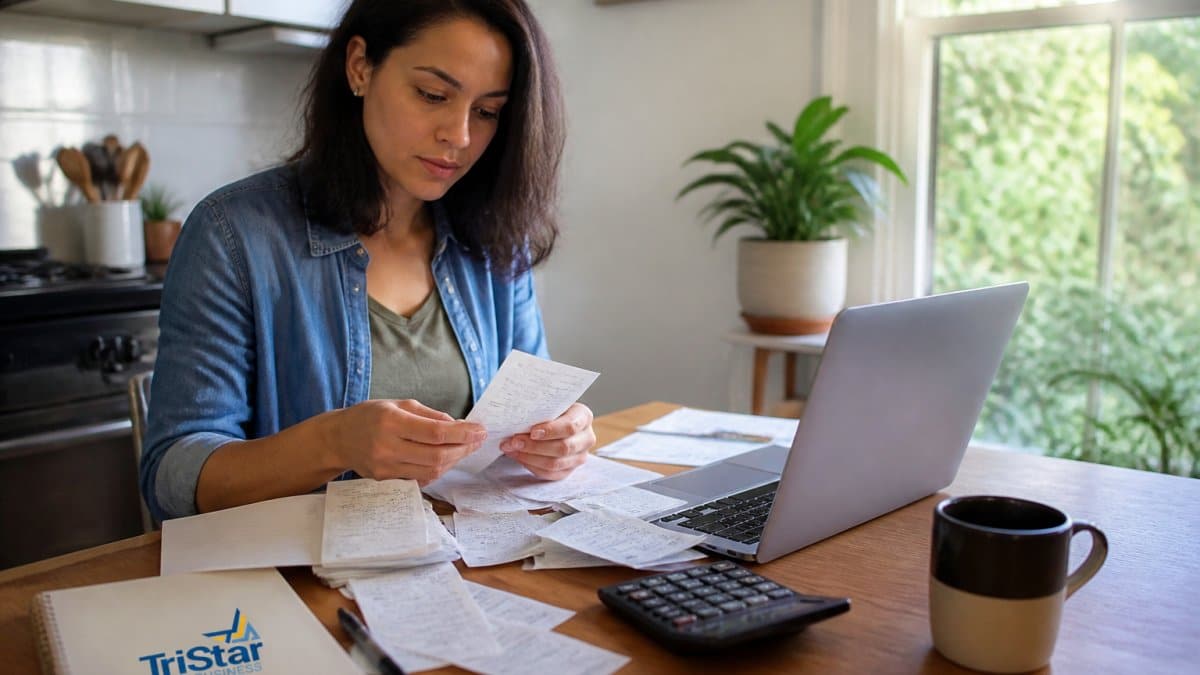 Infographic showing a step-by-step process for tax planning for irregular freelance income using savings tracking.